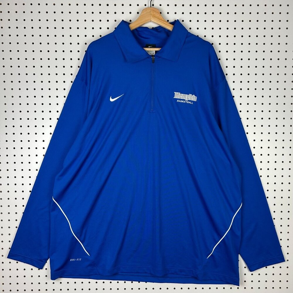 Nike Memphis Tigers Basketball Quarter Zip XXL Blue NWT Coach Collar Team Issued